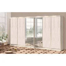 Sliding wardrobe 4.4 m "chipboard" six-door with mirror